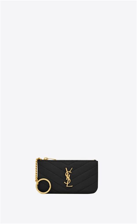 ysl nero leather keypouch wallet|Saint Laurent Monogram Matelassé Leather Pouch .